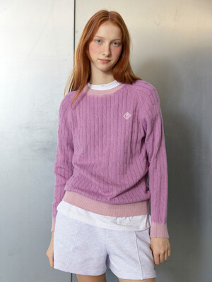 CABLE KNIT PULLOVER light purple