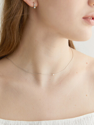 one pearl thin necklace (N003_silver)