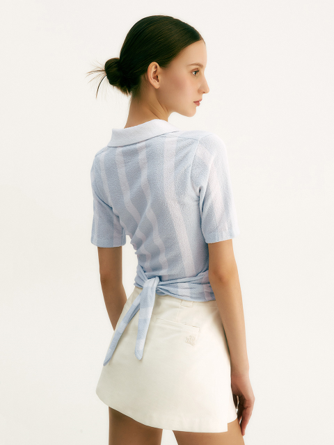 니트,티셔츠,골프,골프 - 포트메인 (PORT MAYNE) - STRIPED POLO KNIT - SKY BLUE