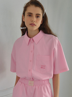 BASIC POCKET HALF SHIRTS PINK