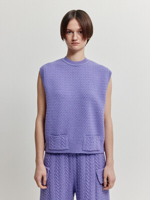 XET One-Pocket Knit Vest - Purple