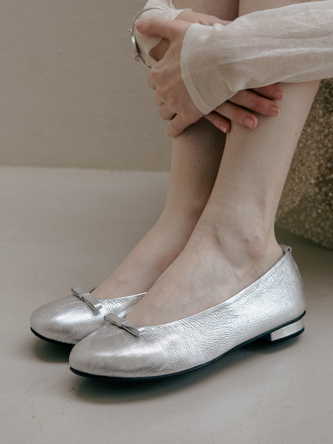 플랫슈즈,플랫슈즈 - 마르씨에 (marcie) - Mrc106 Round Ribbon Flat Shoes (Silver)