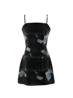 Message Dress_Black Khaki Printed Mini Dress