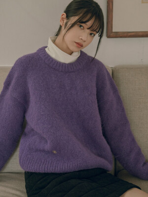 KN4243 Hairy wool round knit_Purple