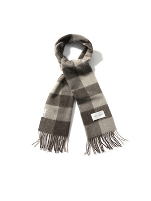 PATTERN VIRGIN WOOL MUFFLER_BROWN