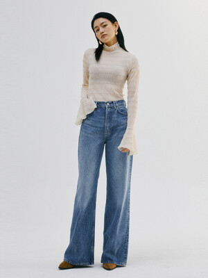 와이드 워싱 데님 팬츠 (Cary High Rise Slouchy Wide Leg Jeans)_인디고 RF13311001