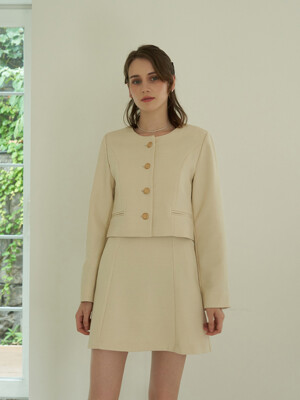 [SET] Bonita Neat Tweed Cream (Jacket+Dress)
