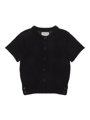 DAMAGE ROUND HALF CARDIGAN IN BLACK