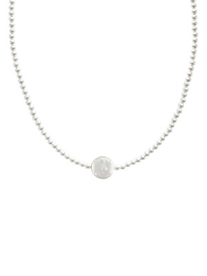 Flat Pearl Dew Drop Necklace WH