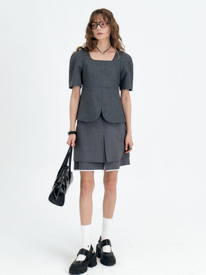 24 Summer_ D/Grey Pleated Midi Skirt