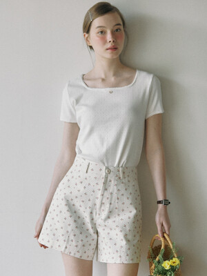 Fleur Cotton Shorts - Ivory