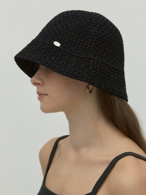 knitted bucket hat - black
