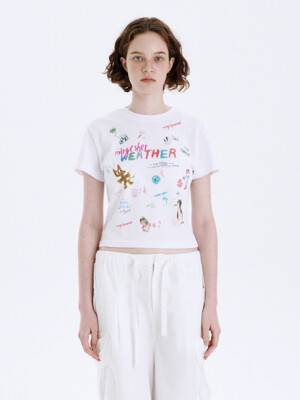 [SUSTAINABLE] DOODLE SLIM CROP T-SHIRT_white