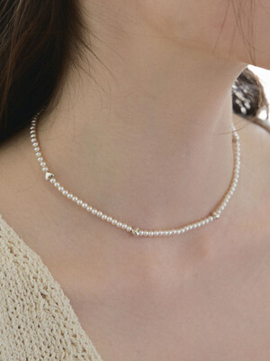 [단독]Heart Pearl necklace