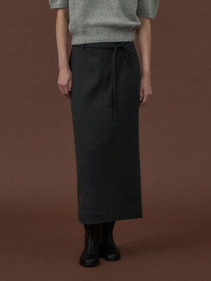 Double Stitch Skirt[LMBDAUSK402]-Charcoal