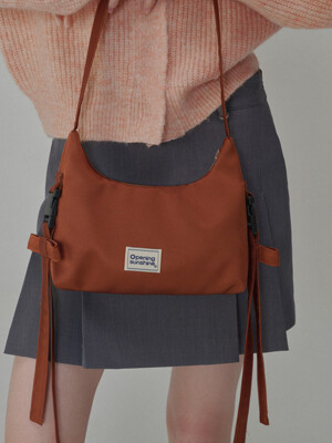 Side Detailed Ribbon Hobo Bag_Brown