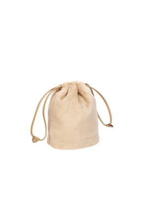 Perfec Drawstring Fur Pouch (퍼펙 드로우 스트링 퍼 파우치) Beige