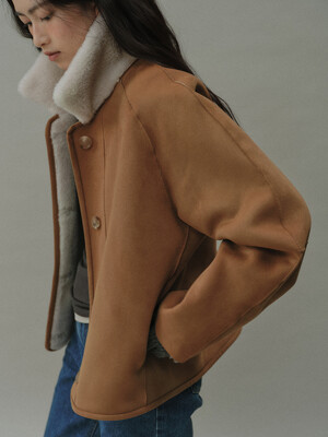 wool shearing reversible short coat (cream)