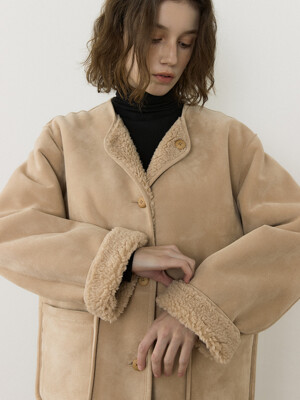 Reversible suede half mustang_Beige