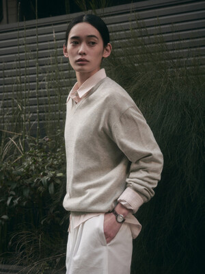 KONRAD V NECK KNIT_GRAY
