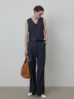 Stripe Four Set Up Suit-One Tuck Trouser Slacks_Pants