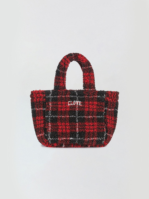 클로브 [25FW clove] Check Boa Tote Bag (Red)