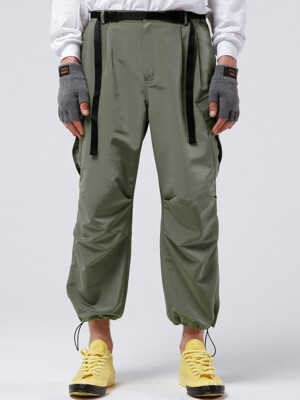2TUCK BELTED CARGO PANTS (OLIVE GREEN)