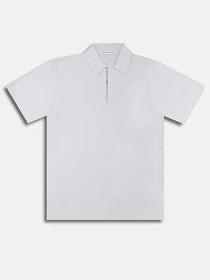 Half Zip Up Semi Over T-Shirt WHITE