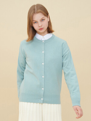 LOUIE BASIC ROUND NECK CARDIGAN_MINT