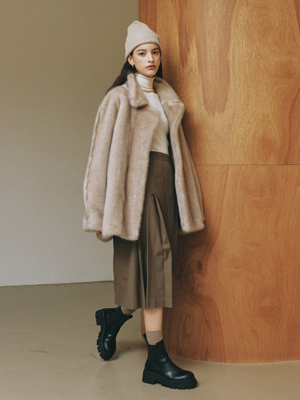 [단독] FAUX MINK LIKE FUR COAT_LIGHT BROWN (EEOO4CTR01W)