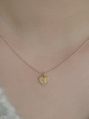 [SILVER] HEART INITIAL P SV B CHAIN N (2 COLORS)