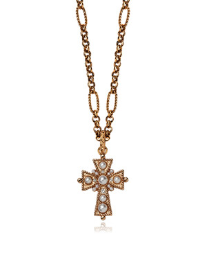 Jewel Cross Pendant Necklace Gold