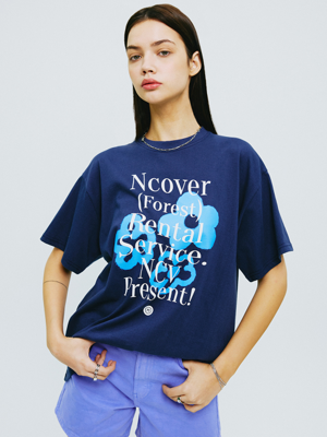 PAINTING FLOWER BUNCH TSHIRT-NAVY