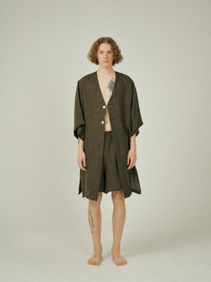 (m) Readymade Robe in Linen Dobby Olive