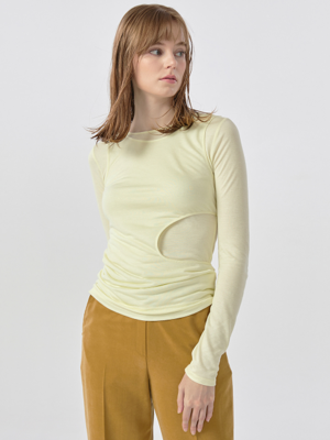 [22FW] Cutout Layered T-shirt - Light Yellow
