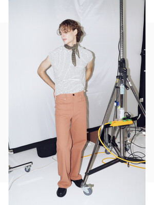 AW22 bluesf long straight roll-up pants