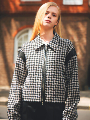 Houndstooth Contrast Blouson (BE&BKCHECK)