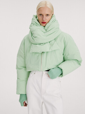 SHAWL DETAIL CROP DOWN JUMPER, APPLE GREEN
