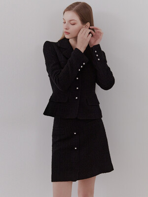 ESME H-line tweed wool mini skirt (Black)