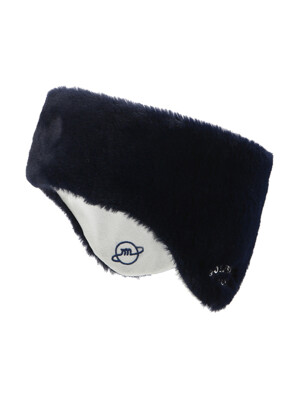 reversible faux fur earmuffs_navy