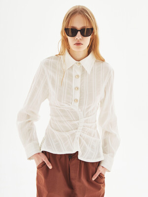 [LINE] Twisted Button Collar Blouse