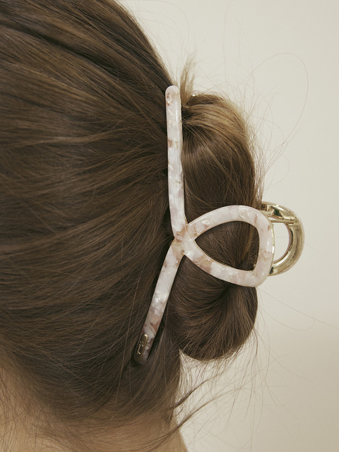 헤어액세서리 - 쎄꼰도 (Ssecondo) - Marble twist hair claw clip (Floral cherry)