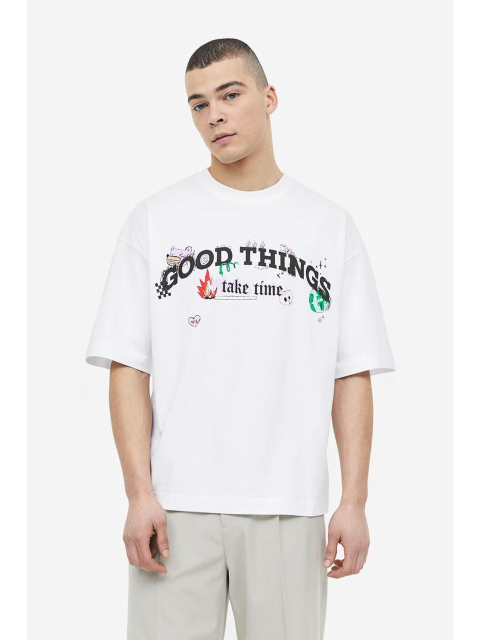 티셔츠 - 에이치엔엠 (H&M) - Oversized Fit 티셔츠 화이트/Good Things 1153399006