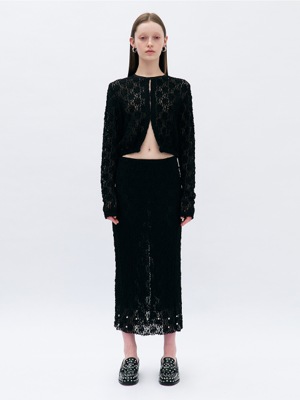 Studed Lace Skirt (Black)