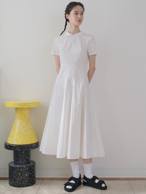 Cotton shirt midi dress White