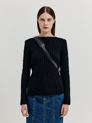 XUIN Ribbed Knit Pullover - Black