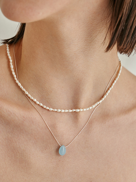 주얼리 - 리에르시 (liersi ) - Soda Chalcedony Waterdrop Necklace