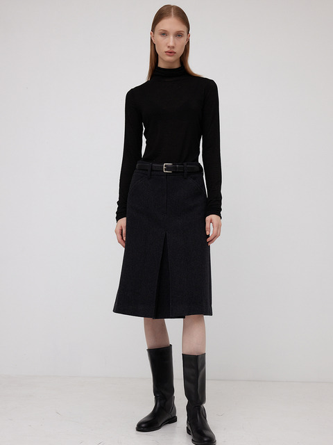 티셔츠 - 하베크 (HAVEC) - Sheer turtle neck T / Black