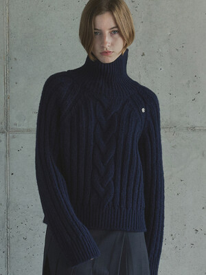 CABLE TURTLE NECK / NAVY