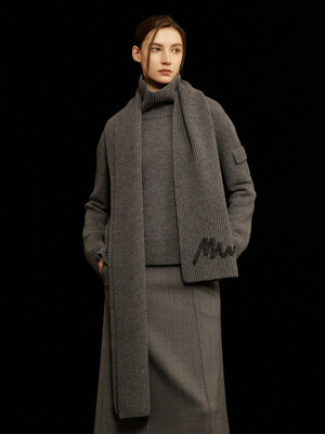 Ribbed Cashmere Muffler Grey